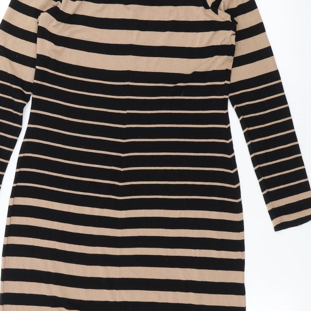 Principles Womens Brown Striped  Basic T-Shirt Size 10