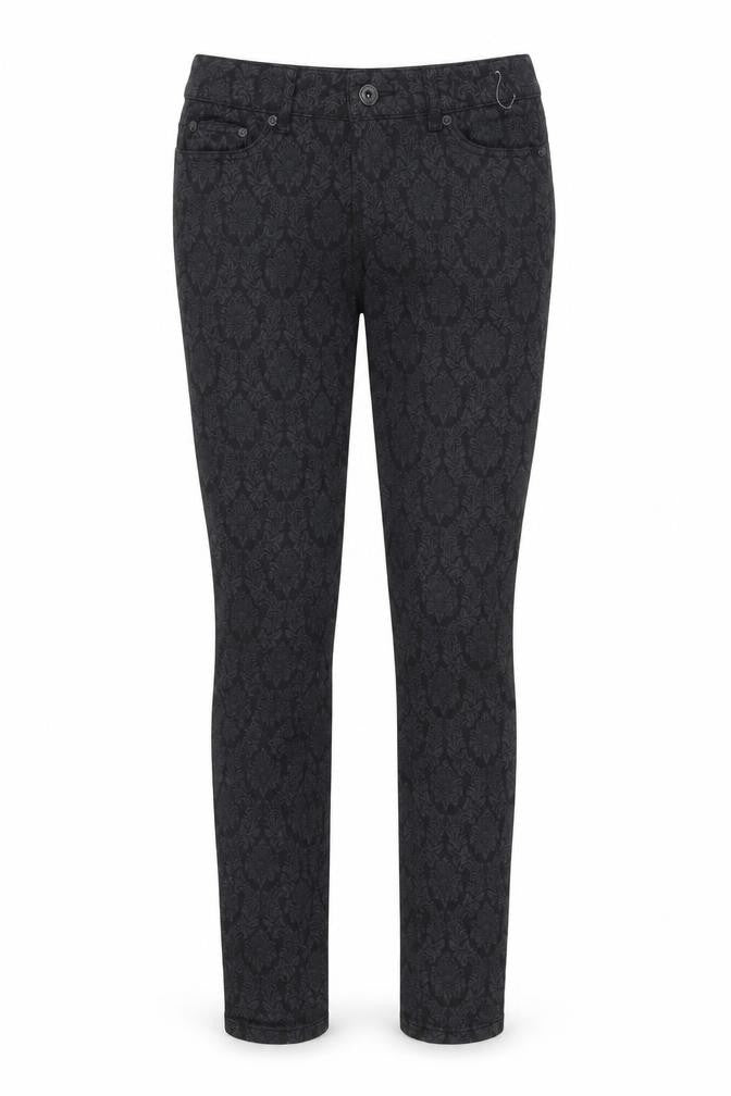 Front view of Denim & Co. women’s black skinny jeans, size UK 8, 29-inch leg