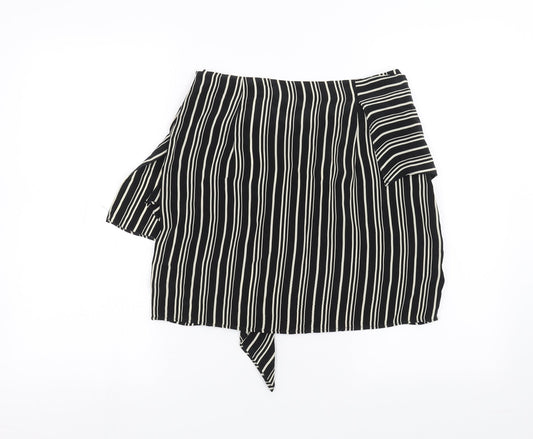 Zara Womens Black Striped  A-Line Skirt Size S