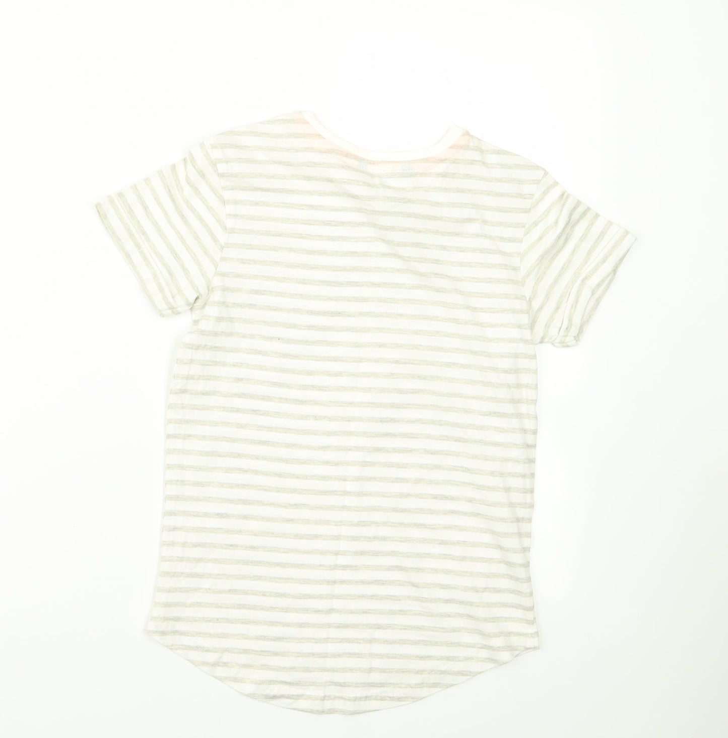 George Girls Beige Striped  Basic T-Shirt Size 7 Years