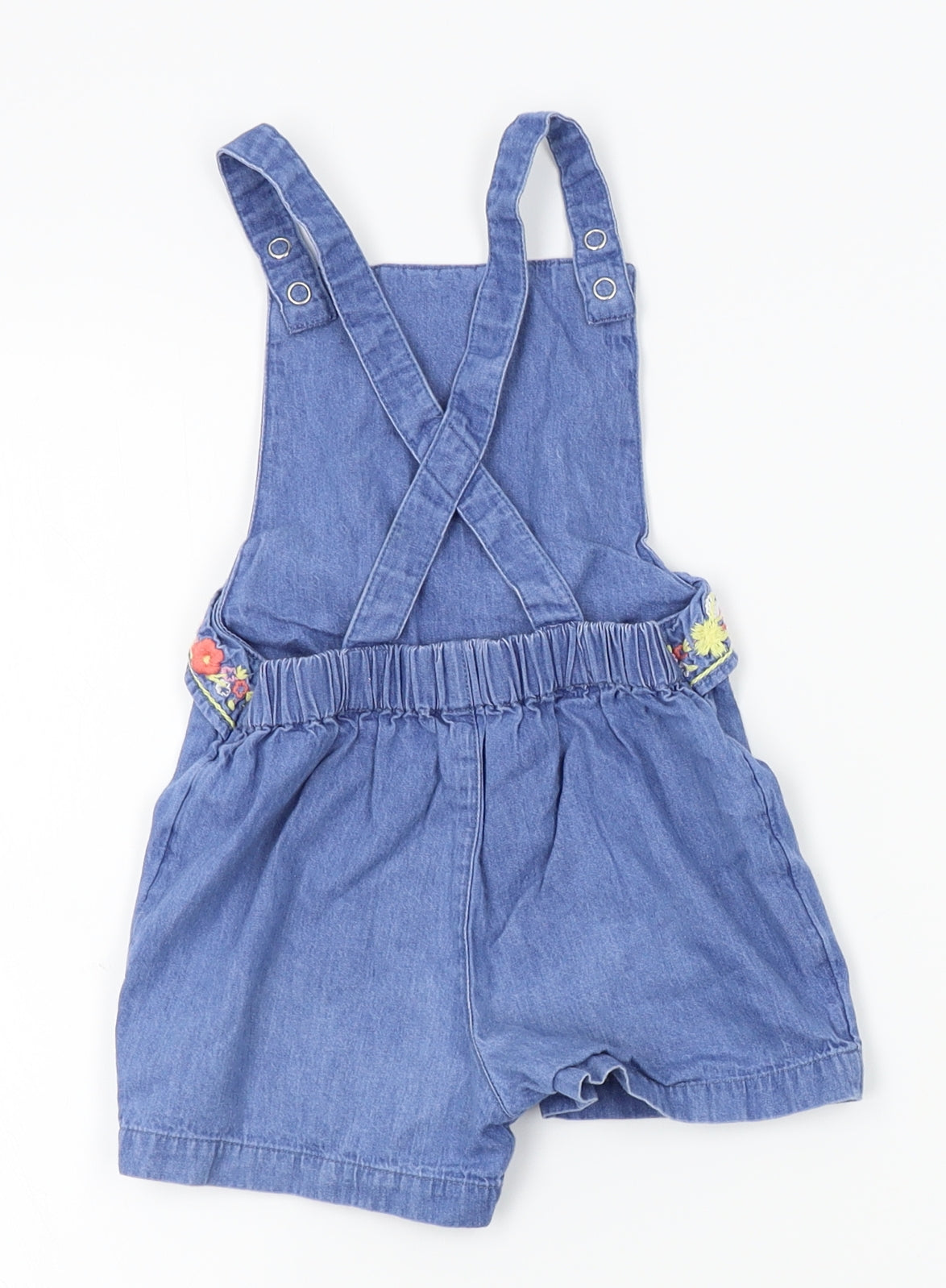 George Girls Blue   Dungaree One-Piece Size 18-24 Months  - flower trim