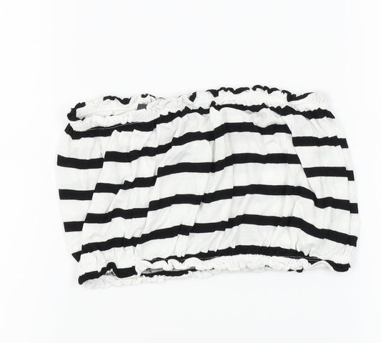 Primark Womens White Striped  Cropped Tank Size S