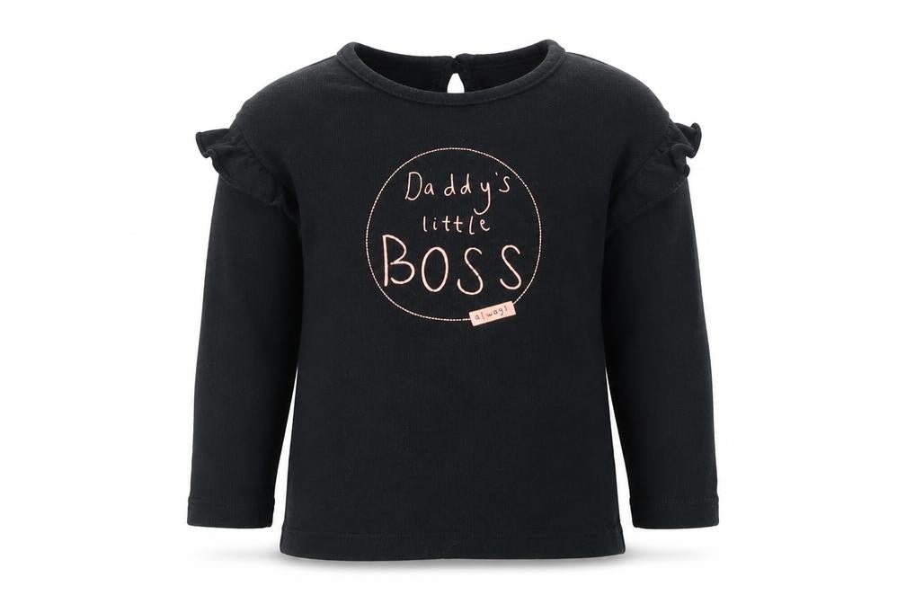 Front view of George girls’ black jumper, size 9-12, months