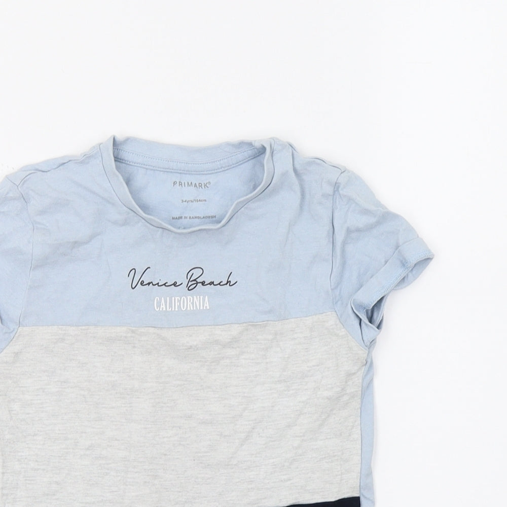 Primark Boys Blue  Jersey Basic T-Shirt Size 3-4 Years