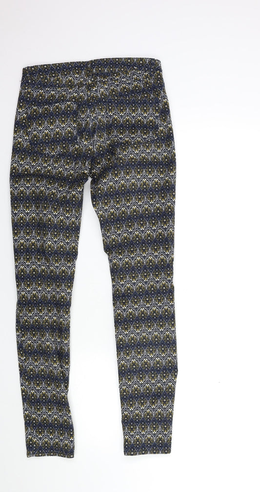 H&M Womens Blue Paisley  Trousers  Size 8 L30 in