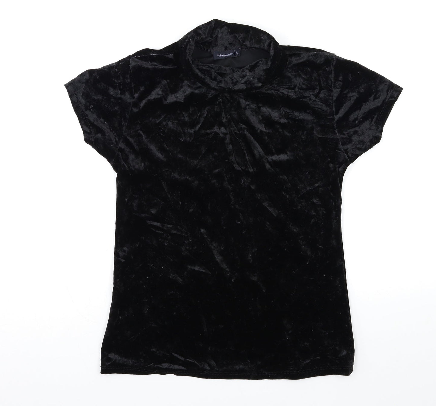 FULLAH SUGAR Womens Black  Velour Basic T-Shirt Size S