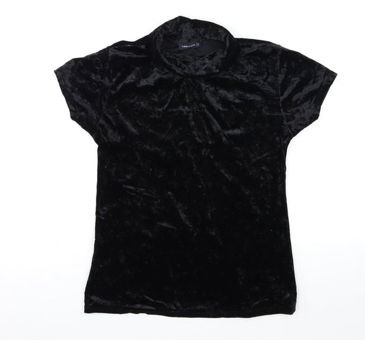 FULLAH SUGAR Womens Black  Velour Basic T-Shirt Size S