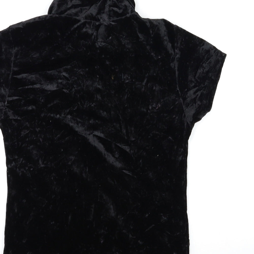 FULLAH SUGAR Womens Black  Velour Basic T-Shirt Size S