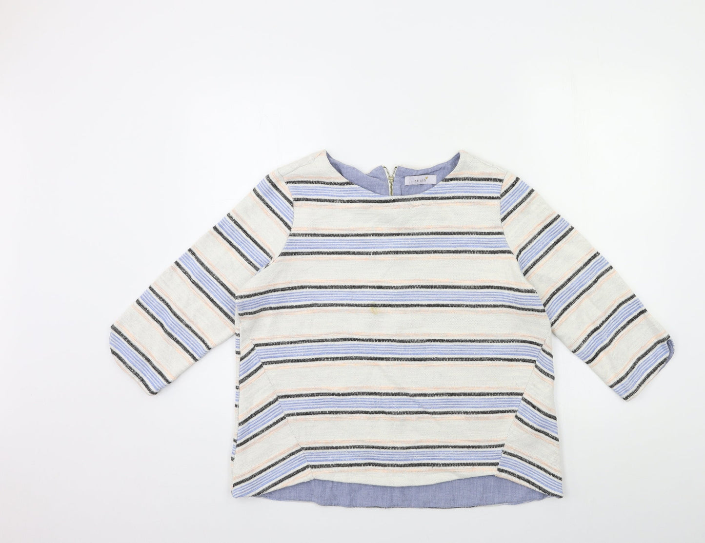Marks and Spencer Womens White Striped  Pullover Jumper Size 14