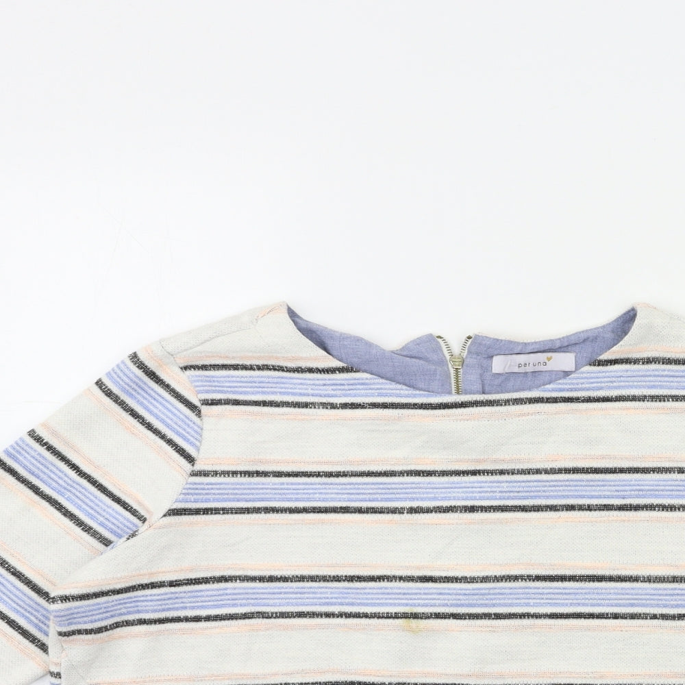 Marks and Spencer Womens White Striped  Pullover Jumper Size 14