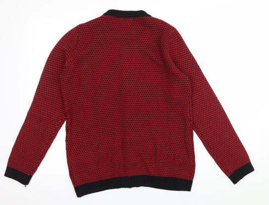 ANNE WEYBURN Womens Red Polka Dot Knit Cardigan Jumper Size 10