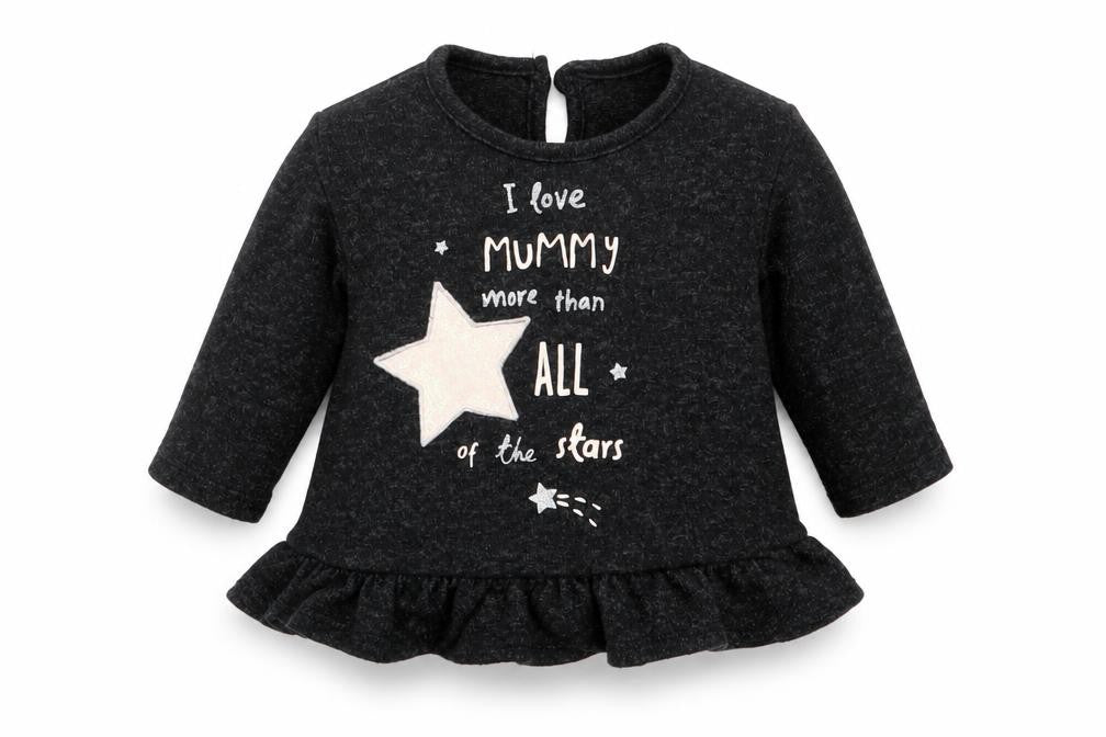 Front view of George girls’ grey jumper, size 3-6, months
