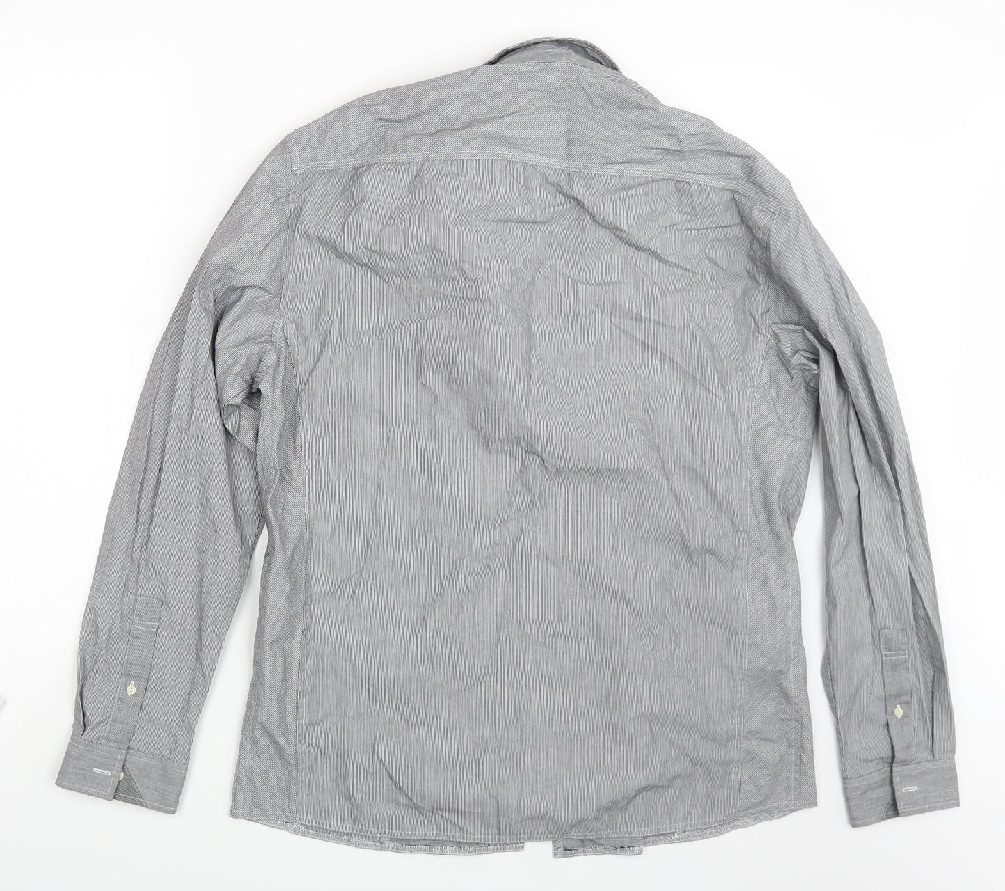 NEXT Mens Grey Striped   Button-Up Size L