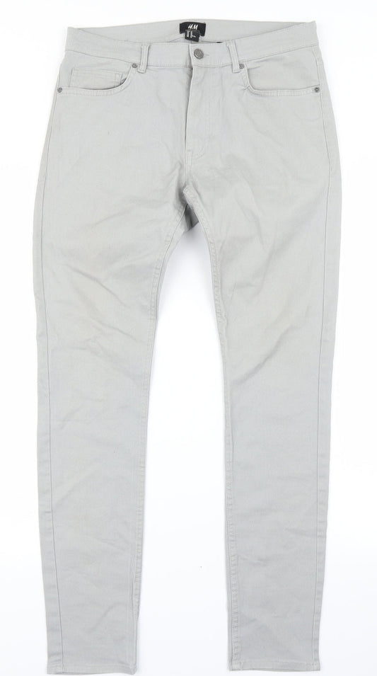 H&M Womens Grey  Denim Skinny Jeans Size 32 in L30 in