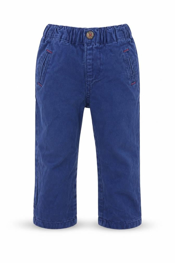 Front view of Mini Club Baby Blue Cargo Trousers, size 9-12, Months