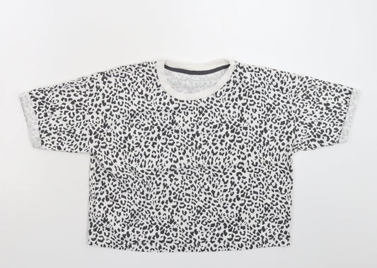 George Girls White Animal Print  Basic T-Shirt Size 11-12 Years
