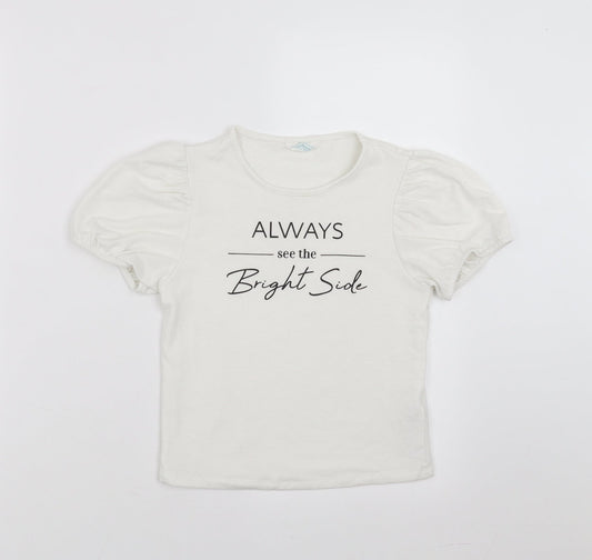Primark Girls White   Basic T-Shirt Size 10-11 Years  - always see the bright side