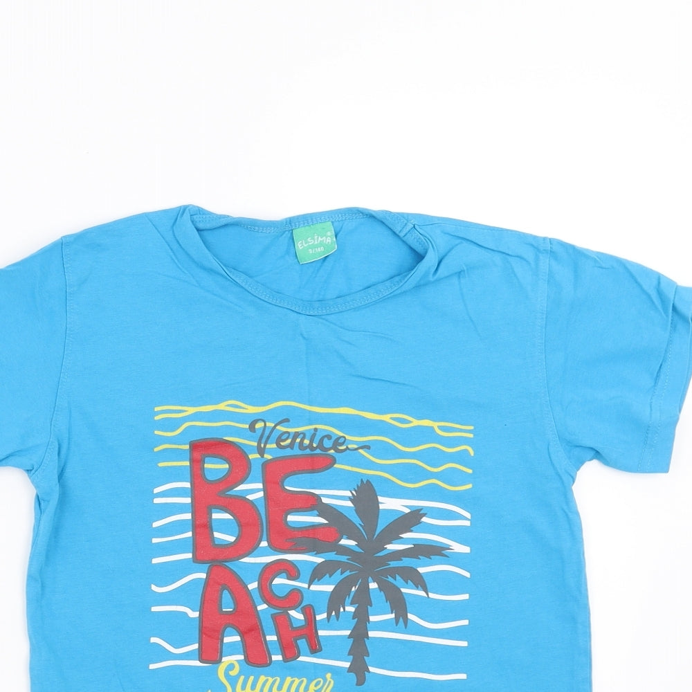 elsima Boys Blue   Basic T-Shirt Size 9 Years  - beach summer