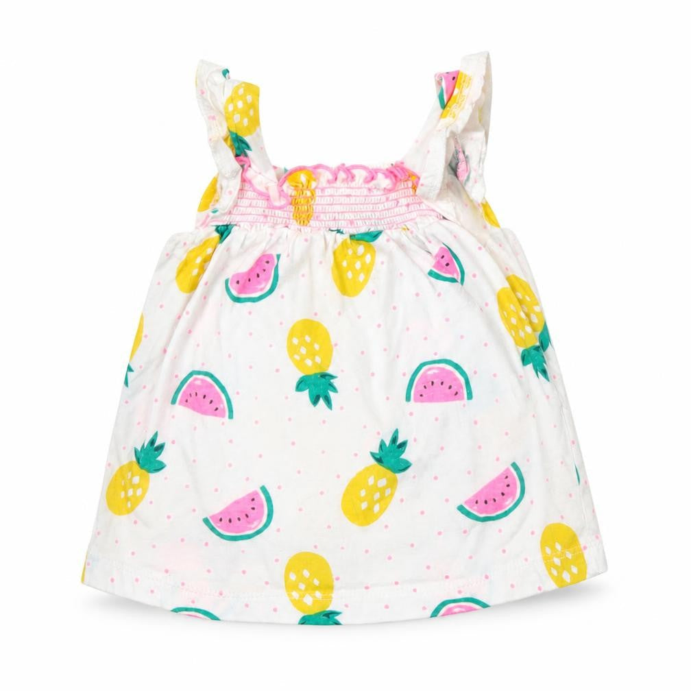 Front view of Preworn girls’ white basic blouse, size 3-6, months - pineapple