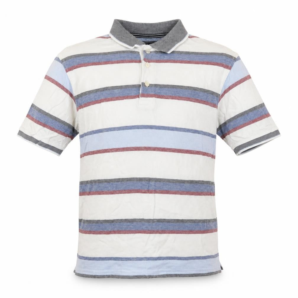 Maine Mens Blue Striped   Polo Size S