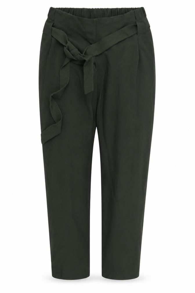 Front view of ASOS women’s green trousers, size UK 6, 25-inch leg