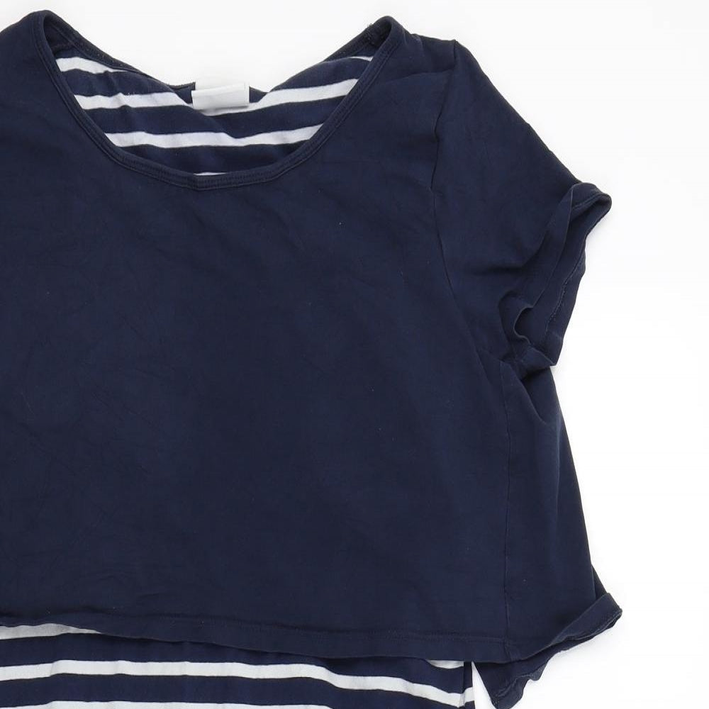 ML Womens Blue Striped  A-Line  Size L