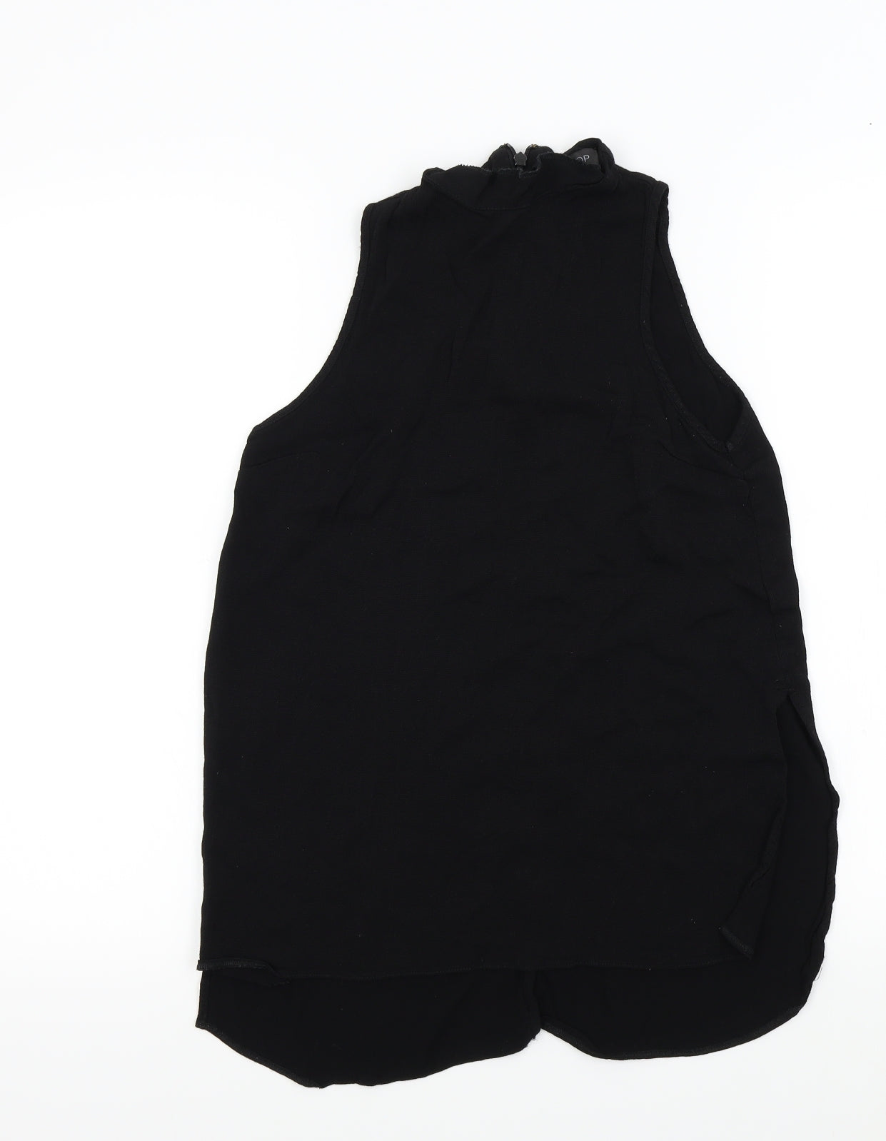 Topshop Womens Black Colourblock  Basic Blouse Size 6  - Frill Detail