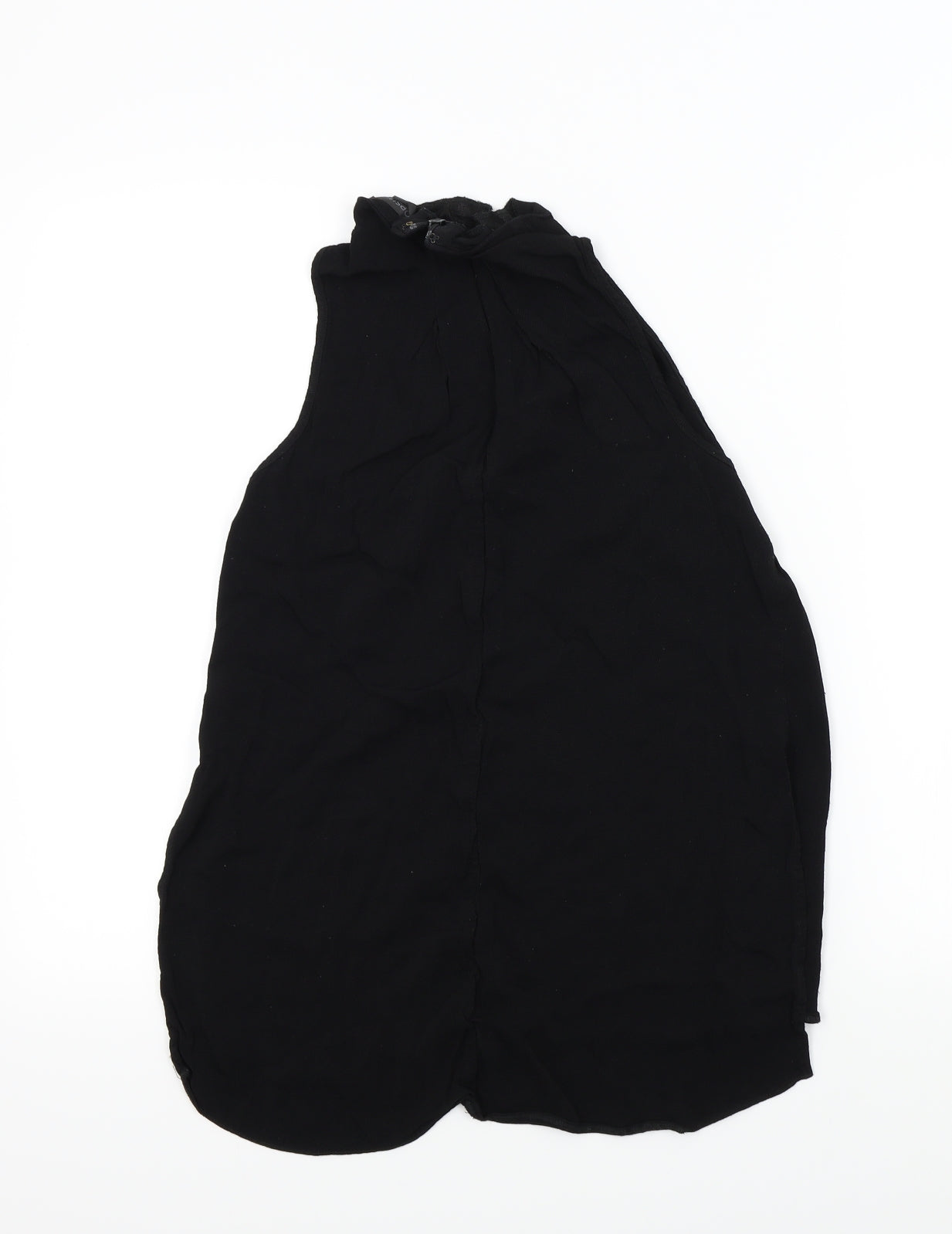 Topshop Womens Black Colourblock  Basic Blouse Size 6  - Frill Detail