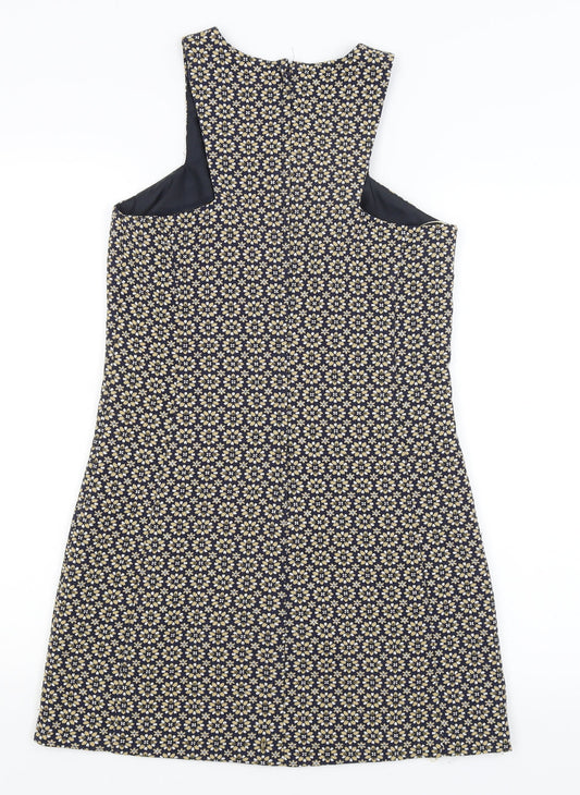 New Look Womens Black Floral  A-Line  Size 8
