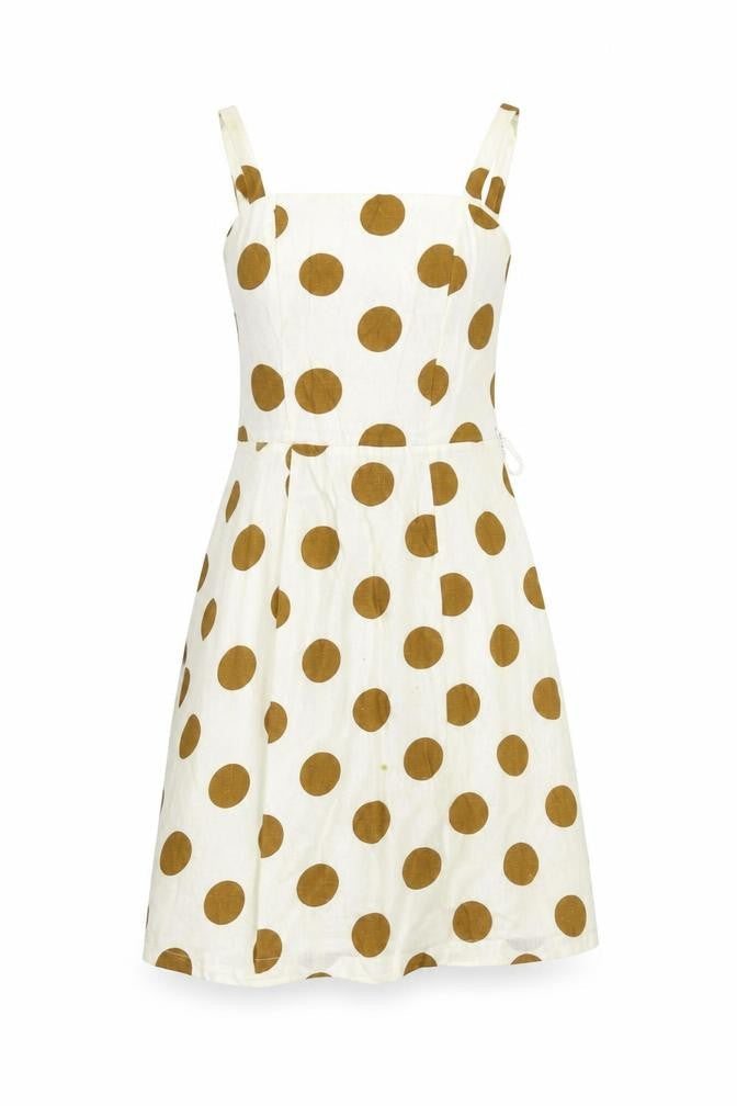 Primark Womens White Polka Dot  Fit & Flare  Size 4  - washable marks