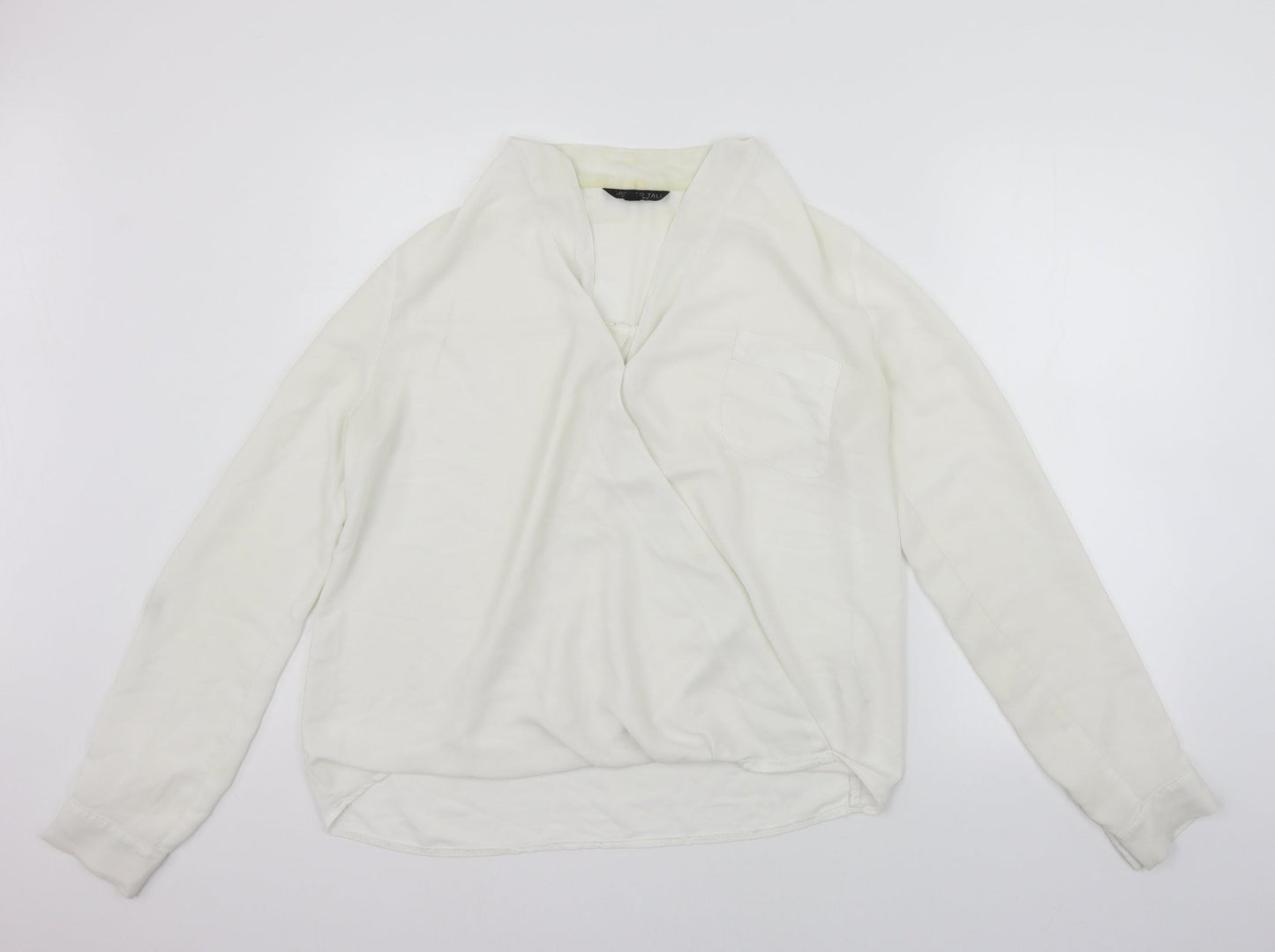 Topshop Womens White Houndstooth  Basic T-Shirt Size 12  - washable marks