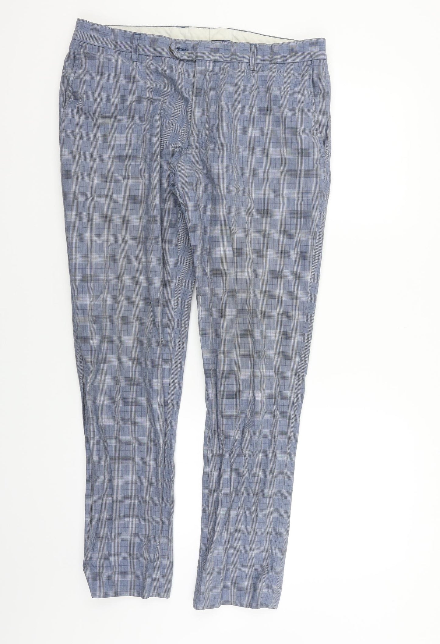 NEXT Womens Blue Check  Trousers  Size 34 in L28 in