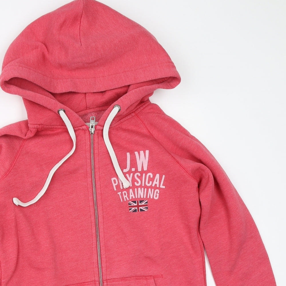Jack Wills Womens Pink   Full Zip Hoodie Size 8