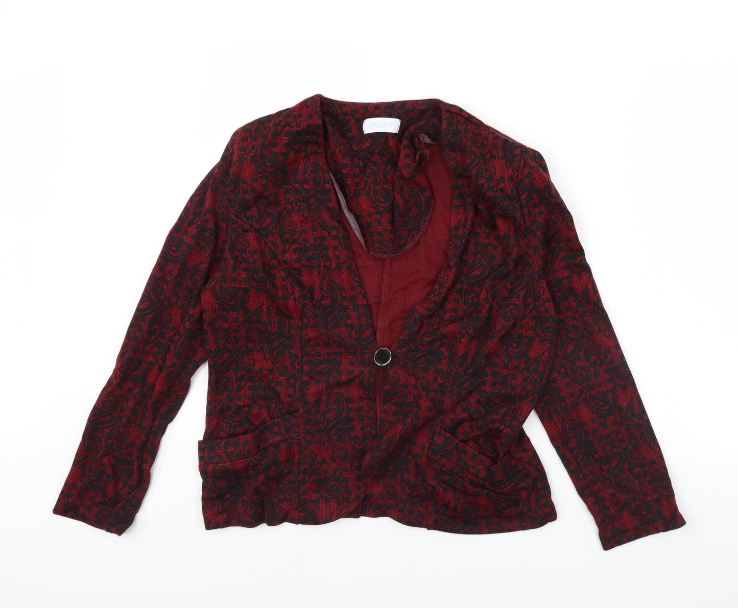Grazia Womens Black Geometric  Jacket  Size 18
