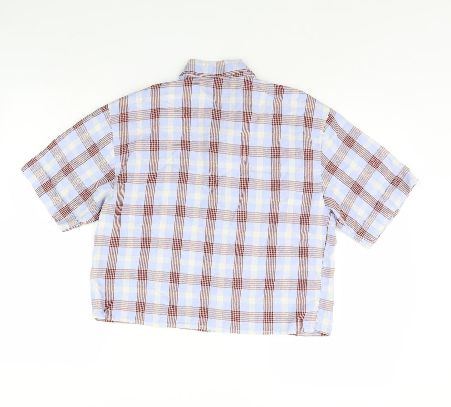 NEXT Womens Blue Check  Cropped Button-Up Size 8