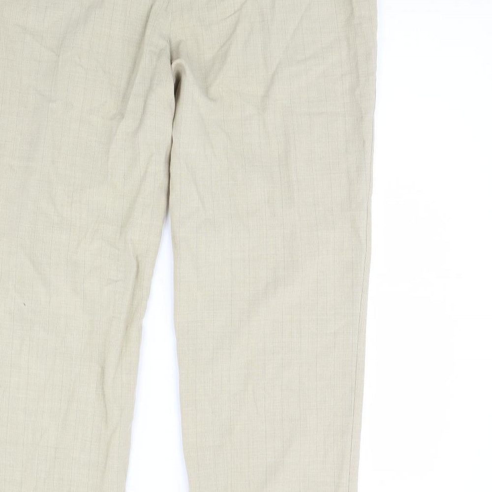 m&s Womens Beige Striped  Trousers  Size 18 L30 in