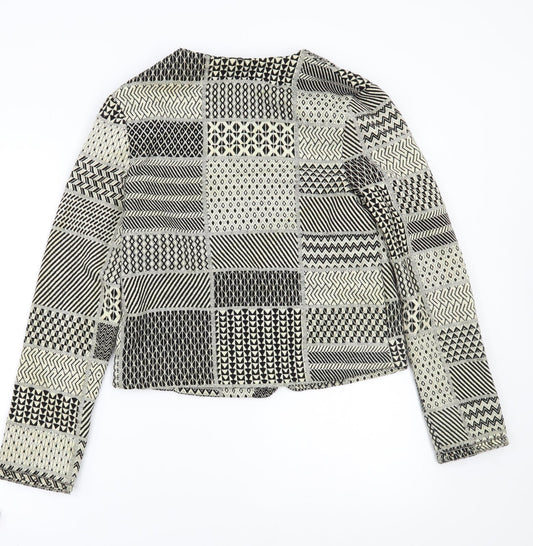Primark Womens Black Geometric  Jacket Coatigan Size 10