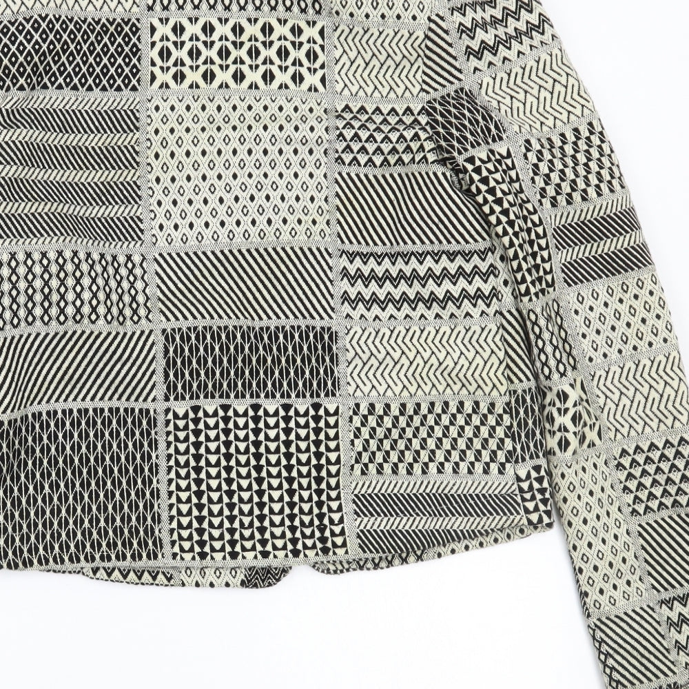 Primark Womens Black Geometric  Jacket Coatigan Size 10