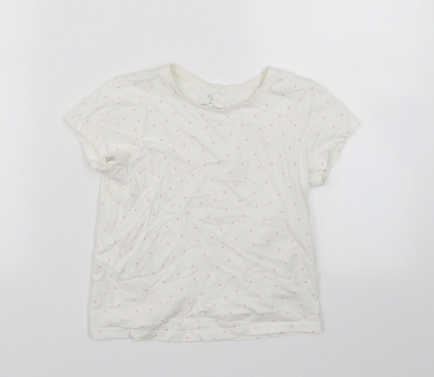 NEXT Girls White   Basic T-Shirt Size 5-6 Years  - Hearts