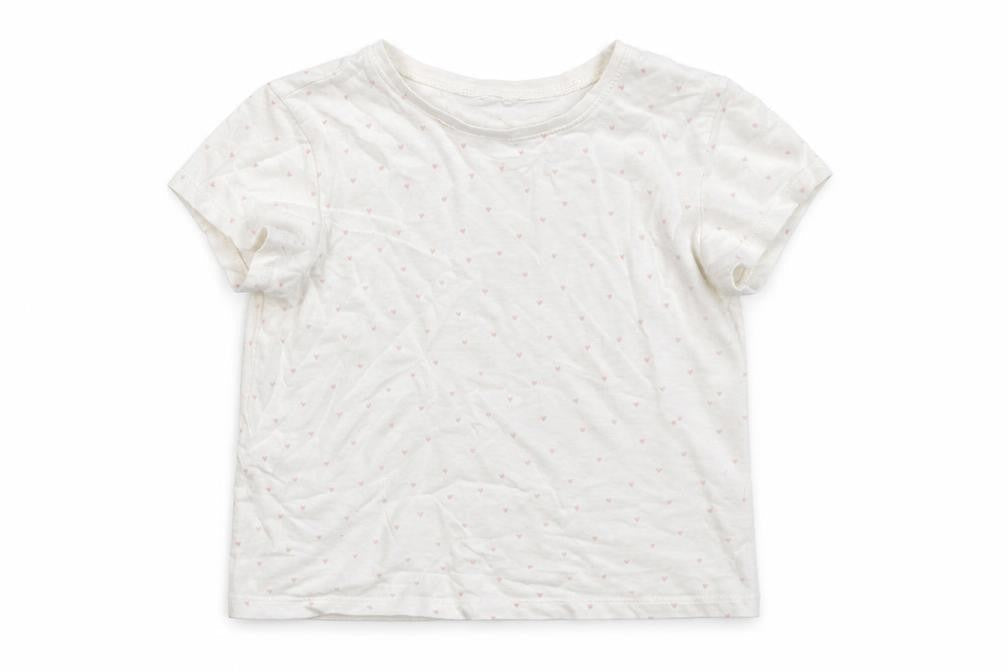 Front view of Next girls’ white basic t-shirt, size 5-6, years - hearts