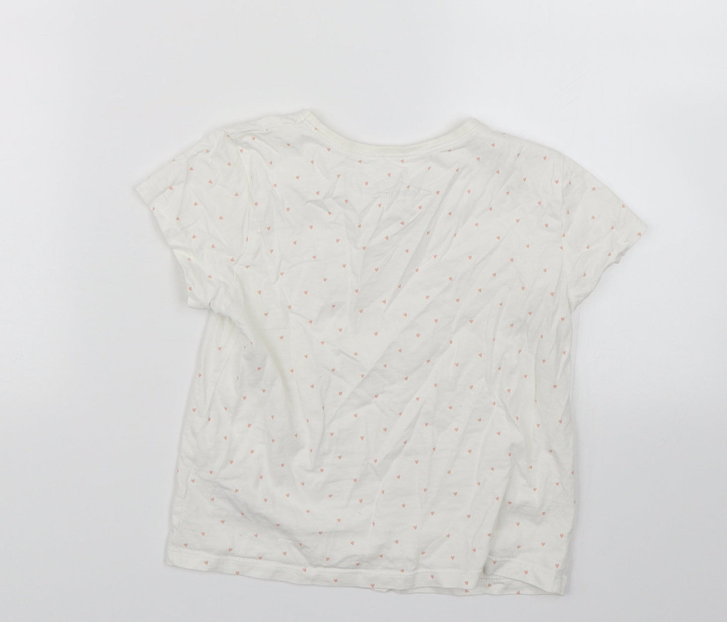 NEXT Girls White   Basic T-Shirt Size 5-6 Years  - Hearts