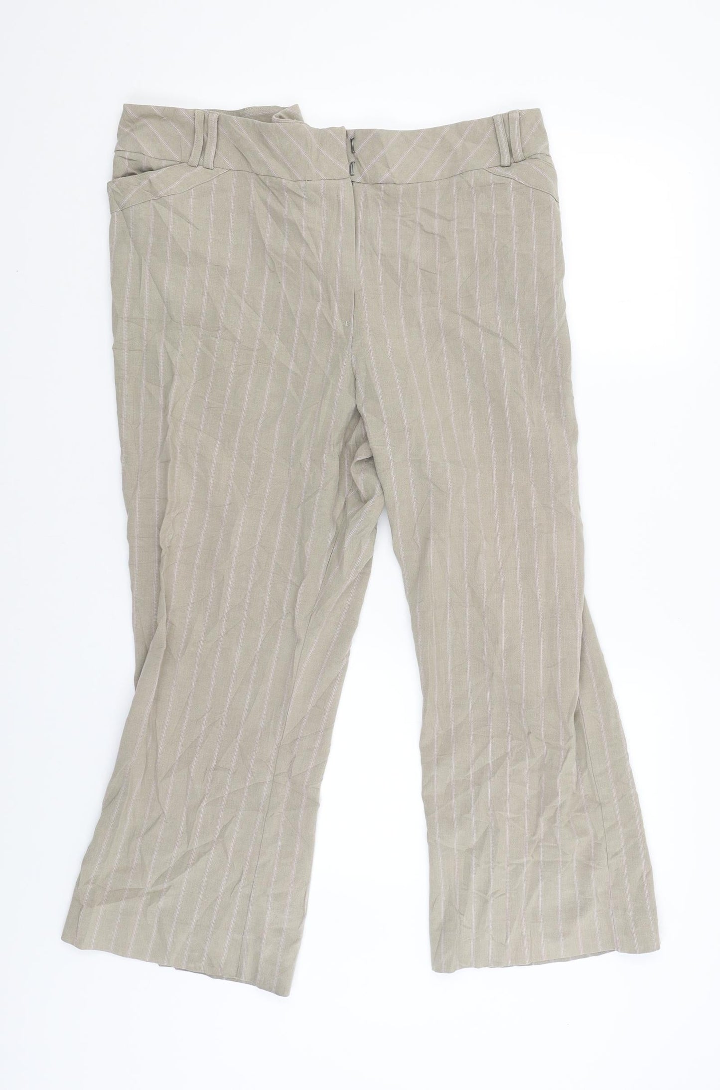 Preworn Womens Beige Striped  Trousers  Size 22 L28.5 in