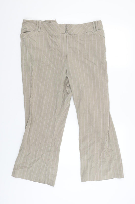 Preworn Womens Beige Striped  Trousers  Size 22 L28.5 in