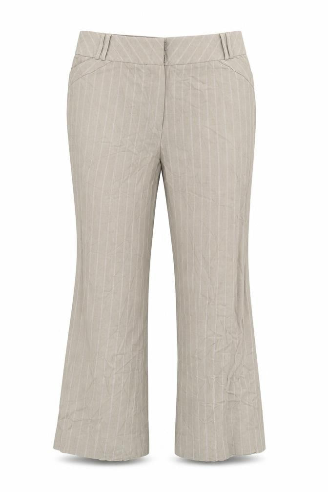 Preworn Womens Beige Striped  Trousers  Size 22 L28.5 in