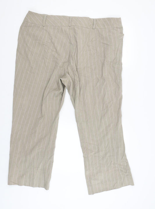 Preworn Womens Beige Striped  Trousers  Size 22 L28.5 in