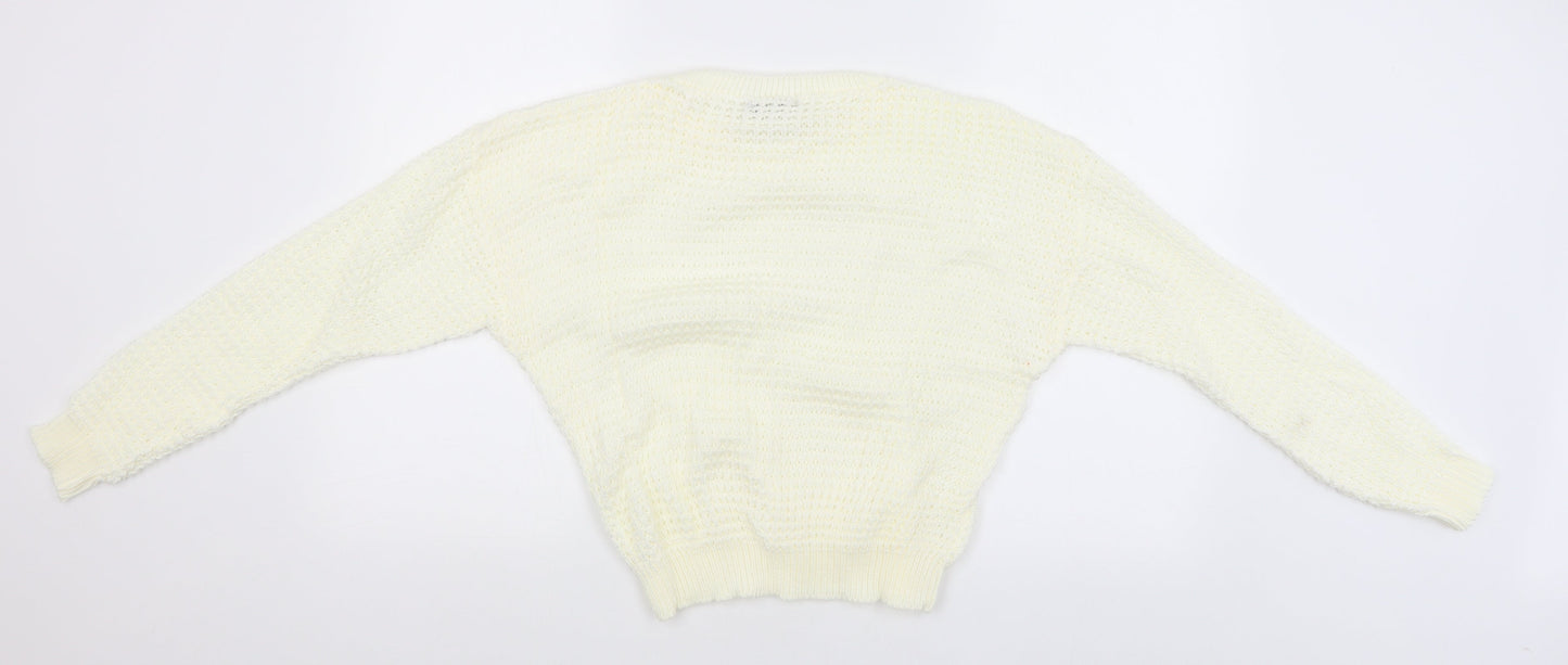 PRETTYLITTLETHING Womens White   Pullover Jumper Size M