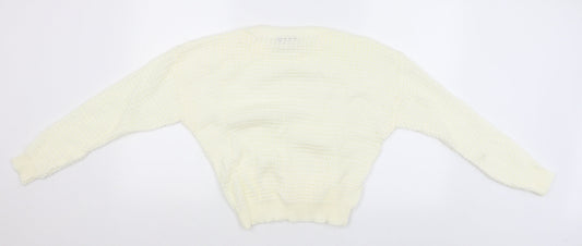 PRETTYLITTLETHING Womens White   Pullover Jumper Size M