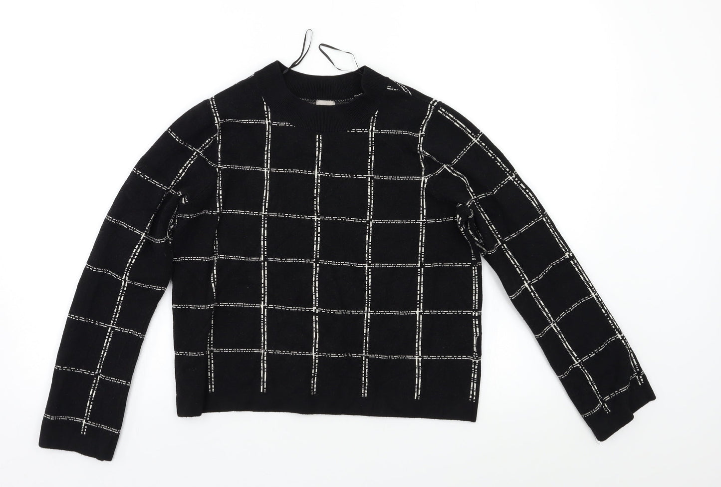 H&M Womens Black Check  Pullover Jumper Size M