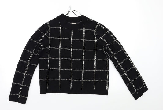H&M Womens Black Check  Pullover Jumper Size M