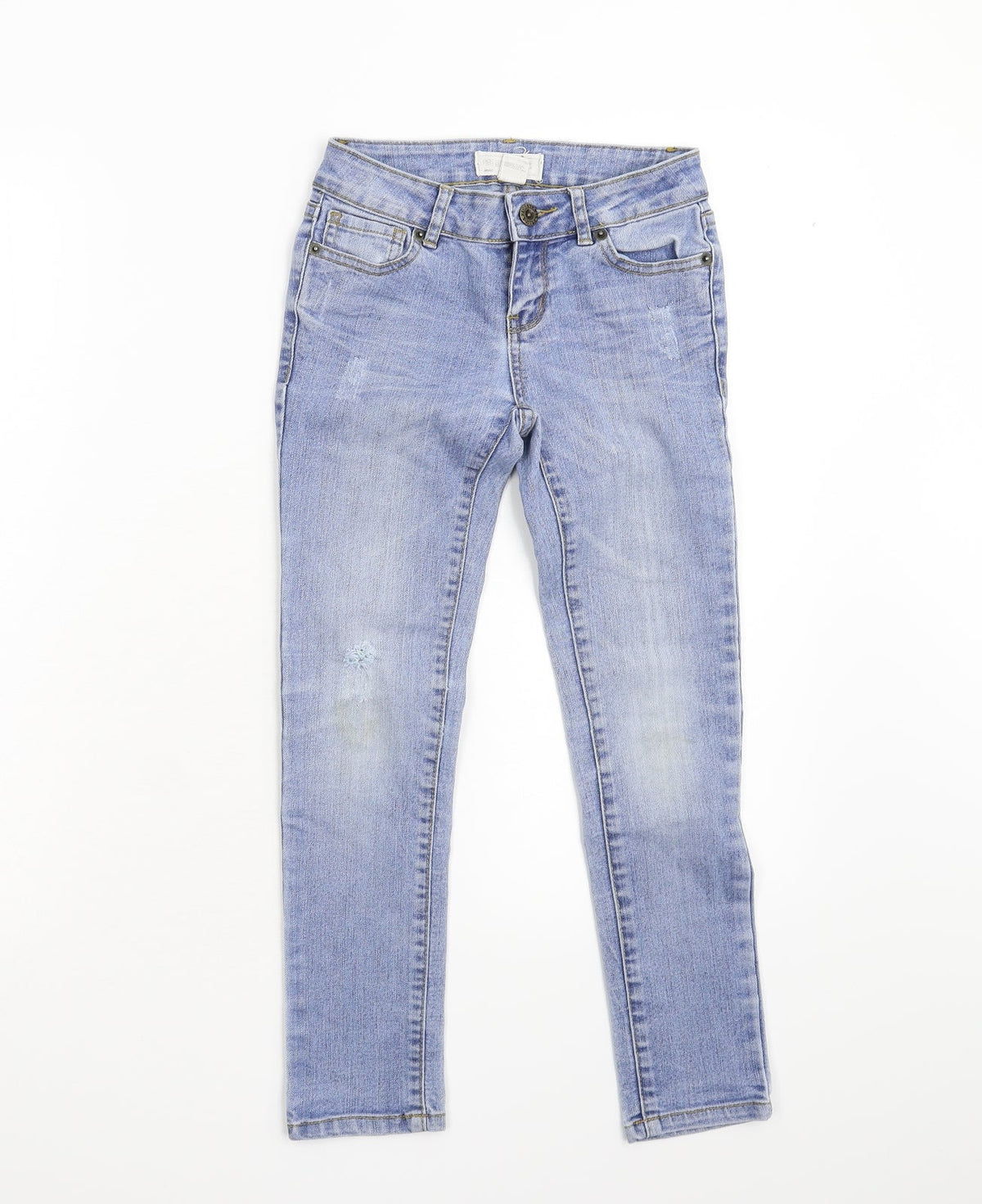 Front view of FOREVER 21 girls’ blue denim skinny jeans, size 7, years